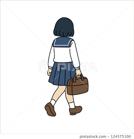 Back view of a high school girl in a sailor suit 124575100