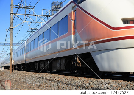 Tobu's Spacia express train on the Nikko line Tobu's Spacia express train on the Nikko line 124575271