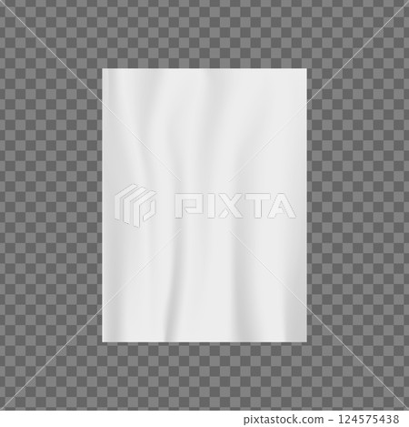 White blank paper sheet. Wrinkled realistic poster. Vector advertising page 124575438