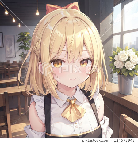 Fashionable cafe female clerk 124575945