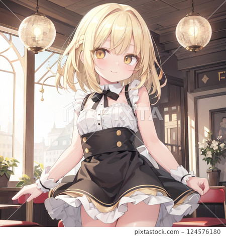 時尚咖啡館女店員 124576180