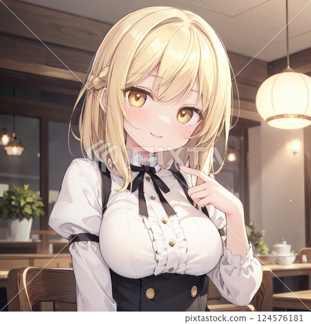 時尚咖啡館女店員 124576181