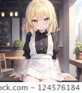 Fashionable cafe female clerk 124576184
