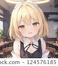 Fashionable cafe female clerk 124576185