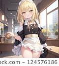 Fashionable cafe female clerk 124576186