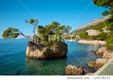 Brela stone on Adriatic coastline in Croatia 124576253