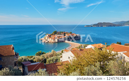 Saint Stefan village near Budva city, Montenegro Saint Stefan village near Budva city, Montenegro 124576256