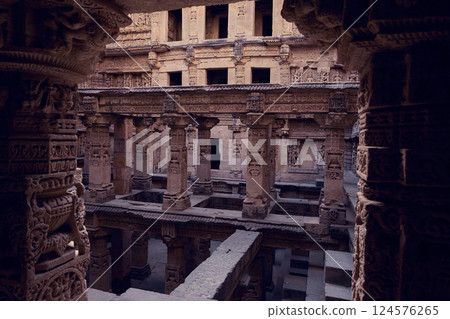 Rani Ki Vav temple and Stepwell in Patan city, India Rani Ki Vav temple and Stepwell in Patan city, India 124576265