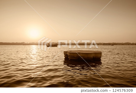 Ganges river in Varanasi city, India Ganges river in Varanasi city, India 124576309