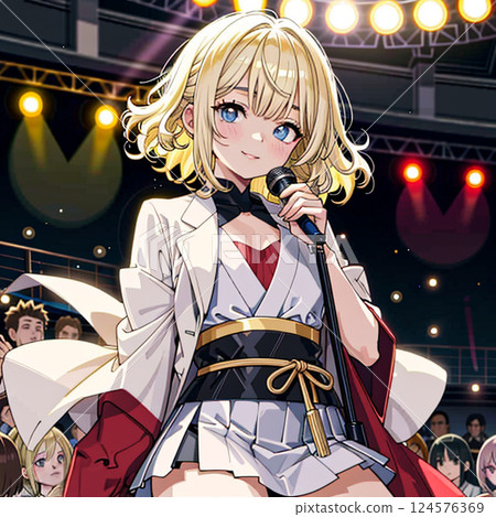 Idols singing and dancing on stage 124576369