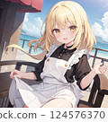 Female shop assistant working on the terrace 124576370