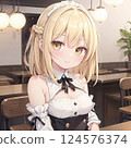 Fashionable cafe female clerk 124576374