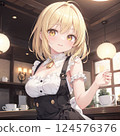 Fashionable cafe female clerk 124576376