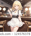 Fashionable cafe female clerk 124576378