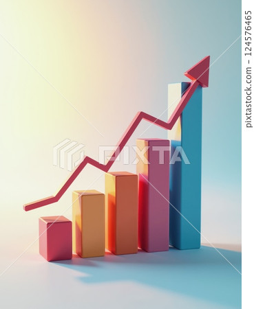 Colorful growth chart with upward arrow for business success and financial strategies 124576465