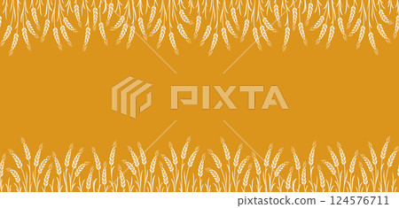 yellow food background with wheat stalks seamless pattern yellow food background with wheat stalks seamless pattern 124576711