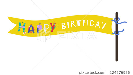 Happy birthday sign colorful banner, vector. 124576926