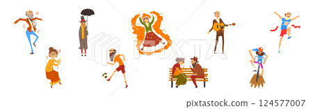 Funny Old Man and Woman Character Having Fun Vector Set Funny Old Man and Woman Character Having Fun Vector Set 124577007