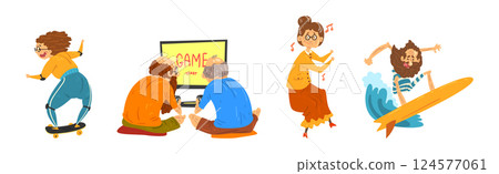 Funny Old Man and Woman Character Having Fun Vector Set Funny Old Man and Woman Character Having Fun Vector Set 124577061