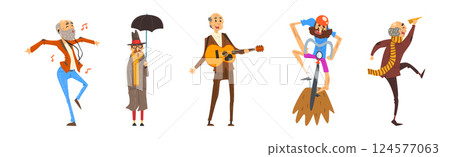 Funny Old Man Character Having Fun Vector Set Funny Old Man Character Having Fun Vector Set 124577063