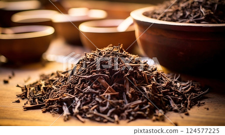 桌上的乾燥茶葉和草藥的圖片 桌上的乾燥茶葉和草藥的圖片 124577225