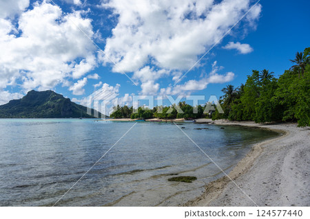 Scenic View of Maupiti Island from a Tropical Beach in French Polynesia Scenic View of Maupiti Island from a Tropical Beach in French Polynesia 124577440