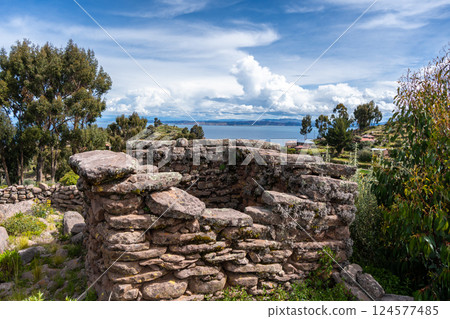 Pre-Inca archaeological site on Taquile Island, Lake Titicaca, Peru Pre-Inca archaeological site on Taquile Island, Lake Titicaca, Peru 124577485