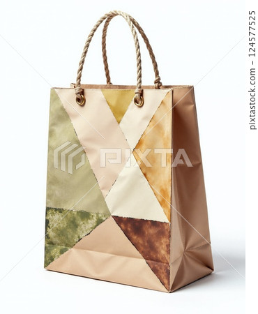Geometric pattern eco-friendly shopping bag with rope handles for stylish casual use 124577525