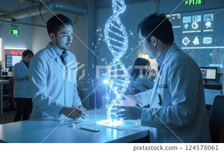 Asian scientists, scientific discovery, healthcare development, futuristic technology, professional teamwork, laboratory experiment, scientific expertise, biological study DNA sequencing Asian scientists, scientific discovery, healthcare development, futuristic technology, professional teamwork, laboratory experiment, scientific expertise, biological study DNA sequencing 124578061