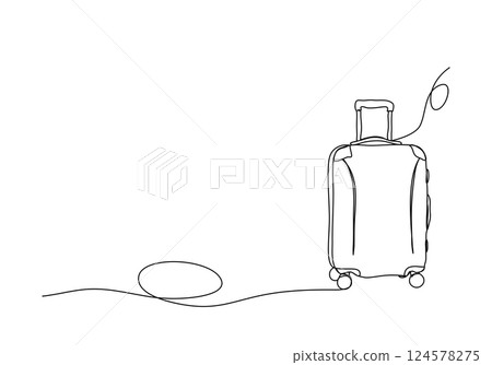 Suitcase. One line drawing animation with alpha channel. 124578275