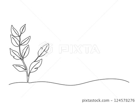 Growing plant. One line drawing animation. Video clip with alpha channel. 124578276