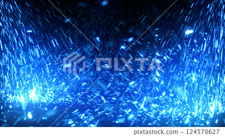 火花落在地上並彈起 - 藍色 124578627