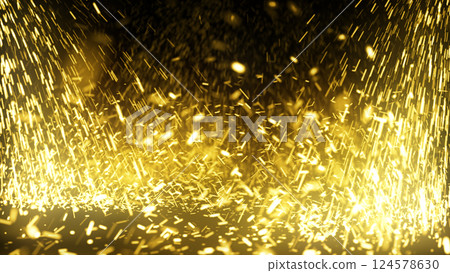 Sparks falling and bouncing on the ground - Yellow 124578630