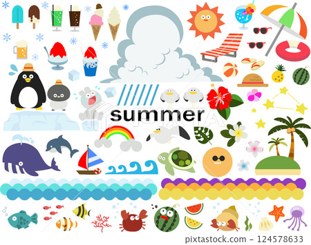 暑假可愛夏天插畫素材集 暑假可愛夏天插畫素材集 124578633