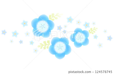Blue nemophila flower illustration Blue nemophila flower illustration 124578745