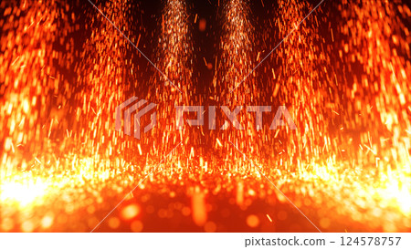 A huge curtain of sparks falling - Red 124578757