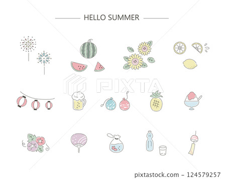 簡單的夏季插畫素材集 簡單的夏季插畫素材集 124579257