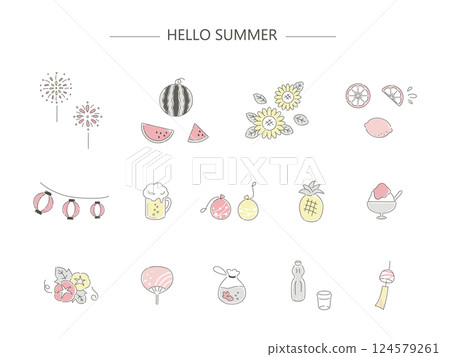 簡單的夏季插畫素材集 簡單的夏季插畫素材集 124579261