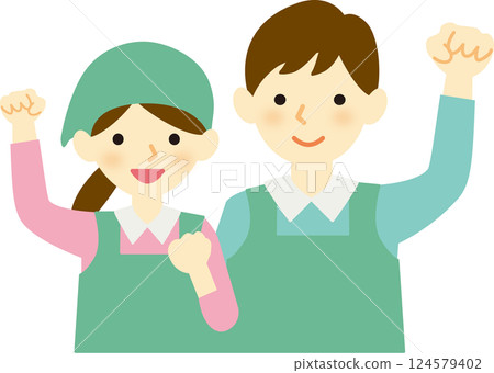 圍裙的男人和女人 124579402