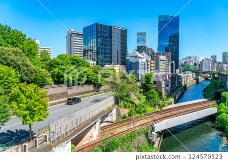 [Tokyo] The streetscape of Ochanomizu as seen from Hijiri Bridge 124579523