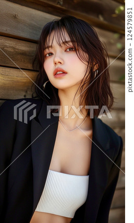 一個穿夾克的女人 124579851