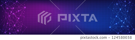 Digital technology background of global network connection and communication with connecting the dots and lines for banner design or header. Digital technology background of global network connection and communication with connecting the dots and lines for banner design or header. 124580038