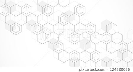 Vector illustration of hexagons pattern. Geometric abstract background with simple hexagonal elements. Creative idea for medical, technology or science design. 124580056