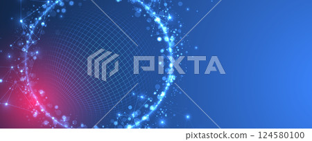 Futuristic glowing technology sphere vector art. The design gives a high-tech cybernetic feel, symbolizing digital networks, AI, or virtual reality. 124580100