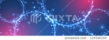 Futuristic glowing technology sphere vector art. The design gives a high-tech cybernetic feel, symbolizing digital networks, AI, or virtual reality. 124580108