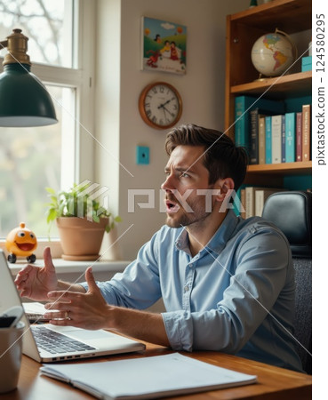 Modern home office with professional working atmosphere for remote collaboration and productivity 124580295
