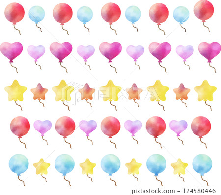 水彩彩色氣球線插畫集 124580446