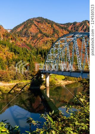 Tadami line railroad bridge across Tadami river Tadami line railroad bridge across Tadami river 124580523