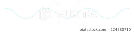 Wavy light blue dotted decorative line - Simple and cute design accent or up-down image material 124580710