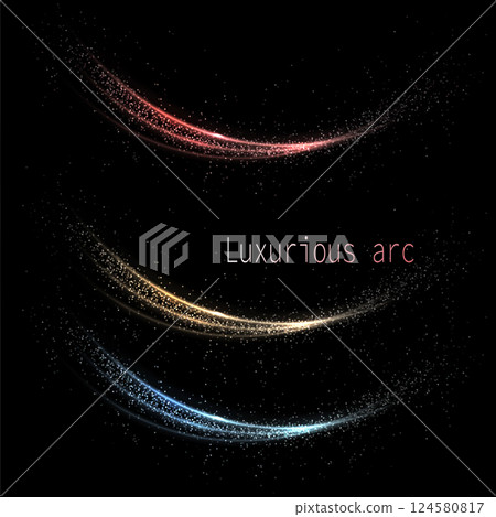 Set of arches with tinsel on a black background, isolated design element Set of arches with tinsel on a black background, isolated design element 124580817